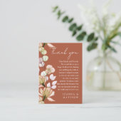 Terracotta rustieke bloemen herfst bruiloft dank u plaatskaartje (Staand voorkant)