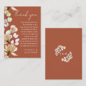 Terracotta rustieke bloemen herfst bruiloft dank u plaatskaartje (Voorkant / Achterkant)