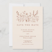 Terracotta Rustieke Bloemen Herfst Wildflower Foto Save The Date (Voorkant)
