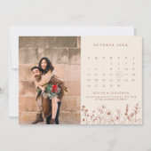Terracotta Rustieke Bloemen Herfst Wildflower Foto Save The Date (Voorkant)