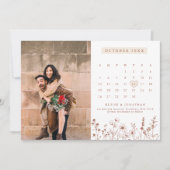 Terracotta Rustieke Bloemen Herfst Wildflower Foto Save The Date (Voorkant)