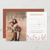 Terracotta Rustieke Bloemen Herfst Wildflower Foto Save The Date (Voorkant / Achterkant)