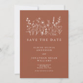 Terracotta Rustieke Bloemen Herfst Wildflower Foto Save The Date (Voorkant)