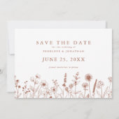 Terracotta Rustieke Bloemen Herfst Wildflower Foto Save The Date (Achterkant)