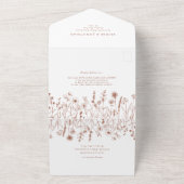 Terracotta Rustieke Bloemen Herfst Wildflower Huwe All In One Uitnodiging (Buitenkant)