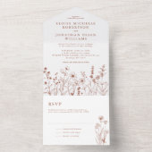 Terracotta Rustieke Bloemen Herfst Wildflower Huwe All In One Uitnodiging (Binnen)