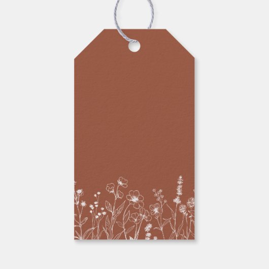 Terracotta Rustieke Bloemen Herfst Wildflower Huwe Cadeaulabel (Achterkant)