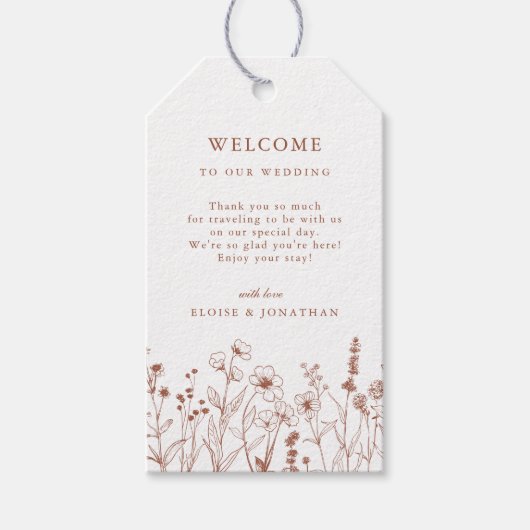 Terracotta Rustieke Bloemen Herfst Wildflower Huwe Cadeaulabel (Voorkant)