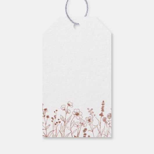 Terracotta Rustieke Bloemen Herfst Wildflower Huwe Cadeaulabel (Achterkant)