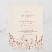 Terracotta Rustieke Bloemen Herfst Wildflower Huwe Kaart (Voorkant / Achterkant)