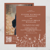 Terracotta Rustieke Bloemen Herfst Wildflower Huwe Kaart (Voorkant / Achterkant)