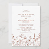 Terracotta Rustieke Bloemen Herfst Wildflower Huwe Kaart (Voorkant)