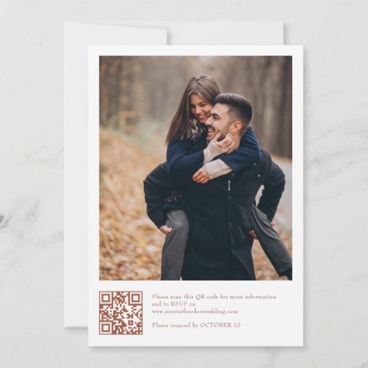 Terracotta Rustieke Bloemen Herfst Wildflower Huwe Kaart (Achterkant)