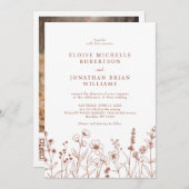 Terracotta Rustieke Bloemen Herfst Wildflower Huwe Kaart (Voorkant / Achterkant)