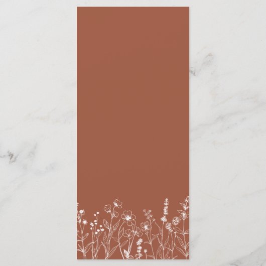 Terracotta Rustieke Bloemen Herfst Wildflower Huwe Menu (Achterkant)