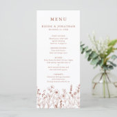 Terracotta Rustieke Bloemen Herfst Wildflower Huwe Menu (Staand voorkant)