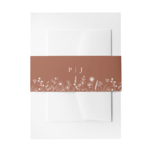 Terracotta Rustieke Bloemen Herfst Wildflower Huwe Uitnodigingen Wikkel