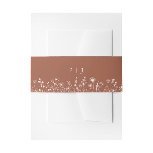 Terracotta Rustieke Bloemen Herfst Wildflower Huwe Uitnodigingen Wikkel (Voorkant Voorbeeld)