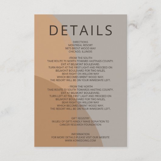 Terracotta rustieke boho boog moderne bruiloft informatiekaartje (Voorkant)