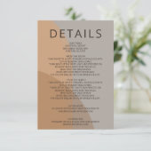 Terracotta rustieke boho boog moderne bruiloft informatiekaartje (Staand voorkant)