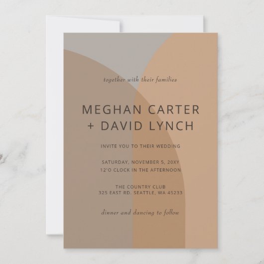 Terracotta rustieke boho boog moderne bruiloft kaart (Voorkant)