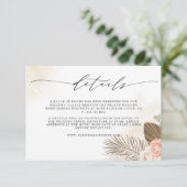Terracotta Rustieke Boho Bruiloft Chic Script Deta Informatiekaartje (Staand voorkant)