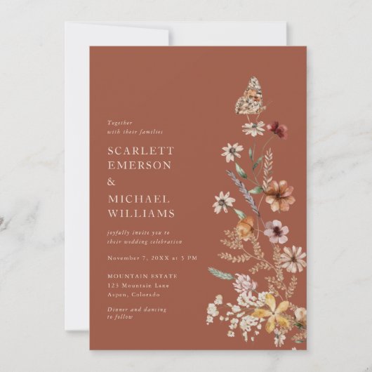 Terracotta rustieke Boho bruiloft uitnodigingen (Voorkant)