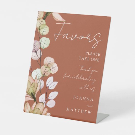 Terracotta rustieke Boho transparante bloemen guns Reclamebord Met Voetstuk (Voorkant)