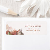 Terracotta rustieke bruiloft berg retour adres etiket (Insitu)