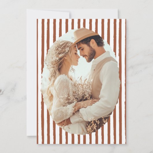 Terracotta rustieke bruiloft save the date (Achterkant)