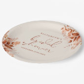 Terracotta Rustieke Bruiloftsfeest met Bloemen Papieren Bordje (Gekanteld)