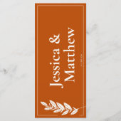 Terracotta rustieke chique bruiloft menu (Achterkant)