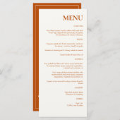 Terracotta rustieke chique bruiloft menu (Voorkant / Achterkant)