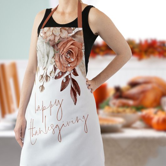 Terracotta Rustieke Herfst Bloemen Happy Thanksgiv Schort