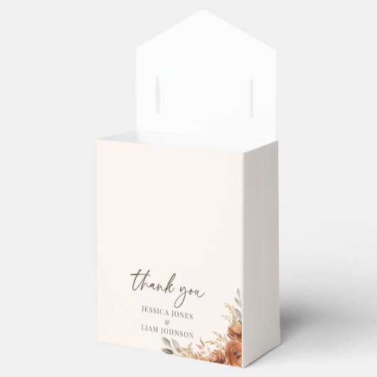 Terracotta Rustieke Herfst Bloemenbruiloft Dank u Bedankdoosjes (Geopend)