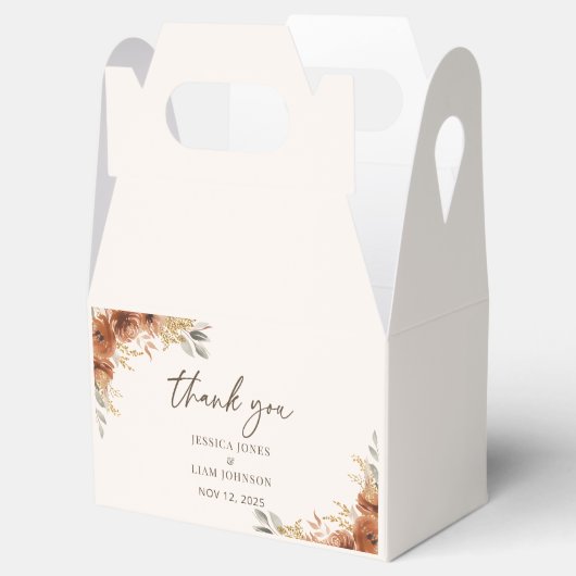 Terracotta Rustieke Herfst Bloemenbruiloft Dank u Bedankdoosjes (Geopend)