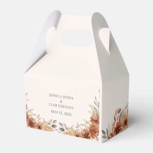 Terracotta Rustieke Herfst Bloemenbruiloft Dank u Bedankdoosjes (Achterkant)