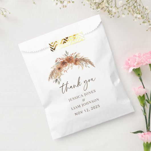 Terracotta Rustieke Herfst Bloemenbruiloft Dank u Bedankzakje (Gezegeld)