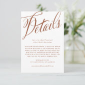Terracotta rustieke kalligrafie bruiloft details informatiekaartje (Staand voorkant)