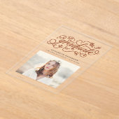 Terracotta rustieke kalligrafie Foto Afstuderen Acryl Uitnodigingen (Laagn)