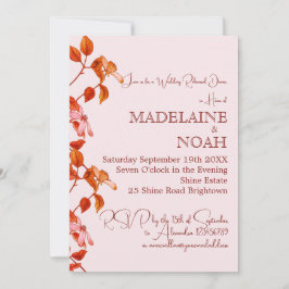 Terracotta rustieke Sinaasappel roze bruiloft repe Kaart