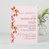 Terracotta rustieke Sinaasappel roze bruiloft repe Kaart (Staand voorkant)