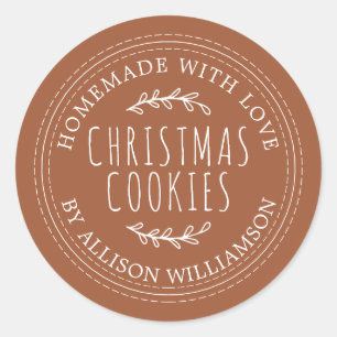 Terracotta Rustieke Thuisgemaakte Kerstkoekjes Ronde Sticker