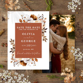 Terracotta Rustieke Waterverf Bloemen Fotobruiloft Save The Date