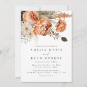 Terracotta Sage Boho Floral bruiloft uitnodiging (Voorkant)