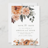 Terracotta Sage Boho Floral Save the Date Kaart (Voorkant)