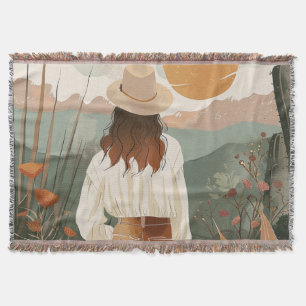 Terracotta Sage Boho Woestijn Vallei Zonsondergang Deken