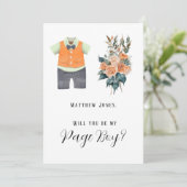 Terracotta Sage Boy Suit zal je mijn Page Boy zijn Kaart (Staand voorkant)