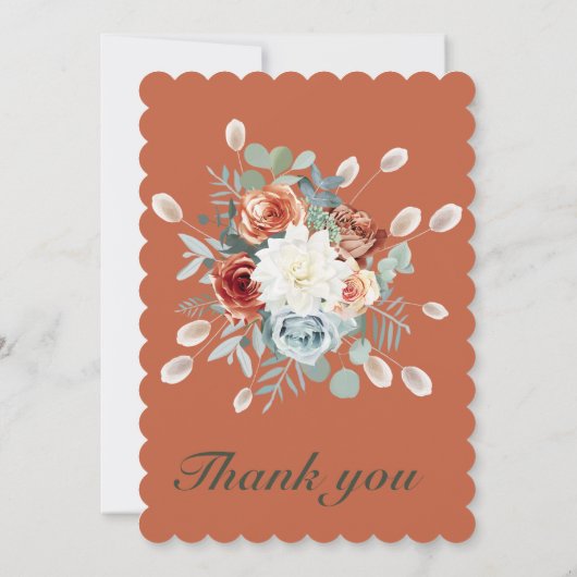 Terracotta Sage Bruiloft Sjablonen Kaart (Achterkant)