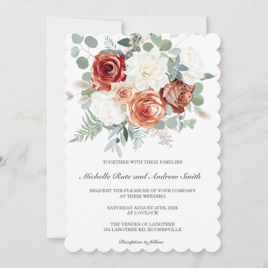 Terracotta Sage Bruiloft Sjablonen Kaart (Voorkant)